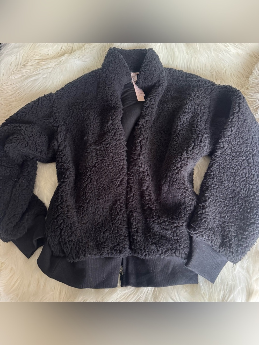 Victoria's Secret Black Plush Teddy Jacket SZ: S